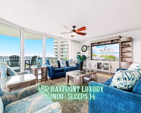 Caribe B407" | 4BR Bayfront Condo With Stunning Views*Unmatched Amenities*Lazy River*Outdoor Pools*Hot Tub*Boat Slip*Beach Trolley*Cabanas*On Site Restaurants*Sleeps 14