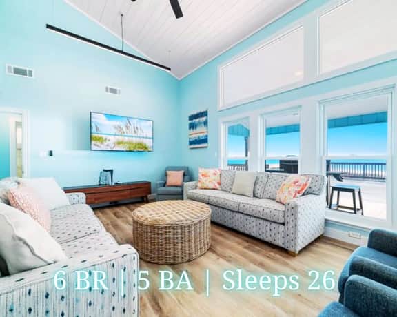 Beachin' Ya'll!" | 6BR Beachfront House | Unobstructed Gulf Views | Game Room | Sleeps 26