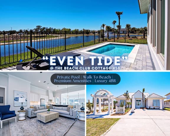 Even Tide" @ Beach Club Cottage #58 | Private Pool | Walk To Beach | Premium Amenities | Luxury 4BR | Sleeps 10