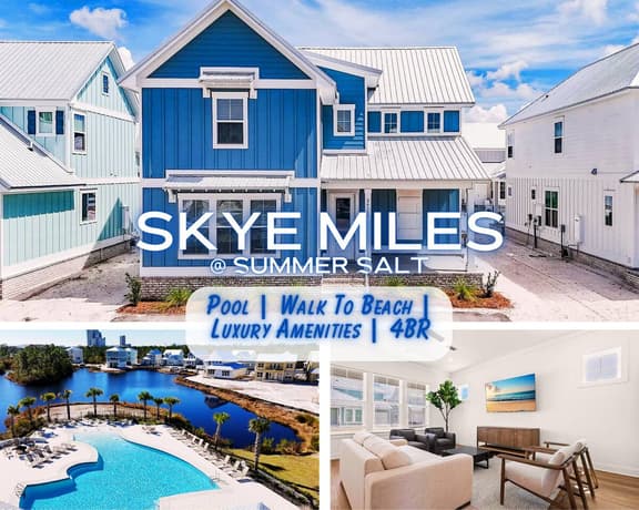Skye Miles @ Summer Salt" | Pool*Walk To Beach*Firepit*Lake*Luxury Amenities*Sleeps 14