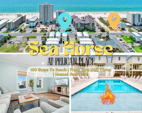 Sea Horse @ Pelican Place" | Front Row Cottage | 100 Steps From Beach | Gulf Views | Heated Pool | 4 BR | Sleeps 12