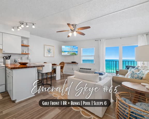 Emerald Skye "65" | Beachfront 1BR + Bunks*Unmatched Gulf Views*Pool*Gym*Sleeps 6