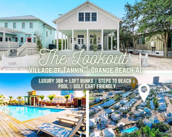 The Lookout @ Tannin" | Luxury 3BR + Loft Bunks*Steps To Private Beach Access*Pool*Golf Cart Friendly*Sleeps 10