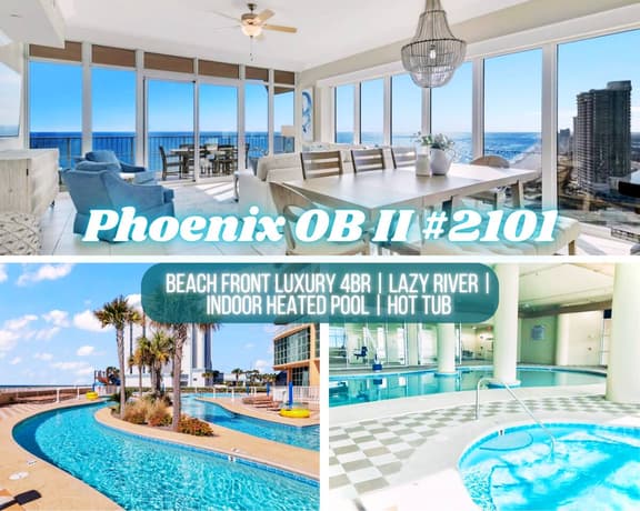 Phoenix Orange Beach II #2101 | Luxury Gulf Front 4BR*Heated Pool*Hot Tub*Lazy River*Gym*Sleeps 16