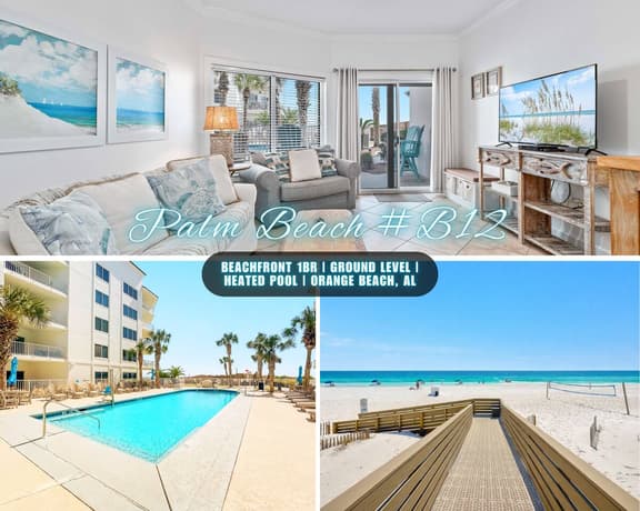 Palm Beach #B12" | Beachfront 1BR | Ground Level | Pool & Gulf Views | Heated Pools | Gym | Sleeps 4