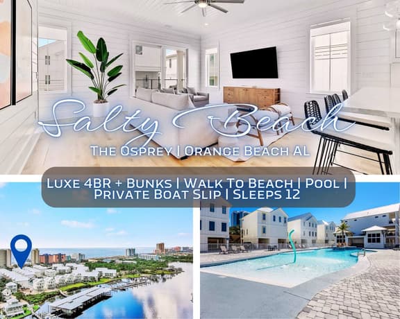 Salty Beach @ The Osprey" | Luxury 4BR*Pool*Walk To Beach*Private Boat Slip*Sleeps 12
