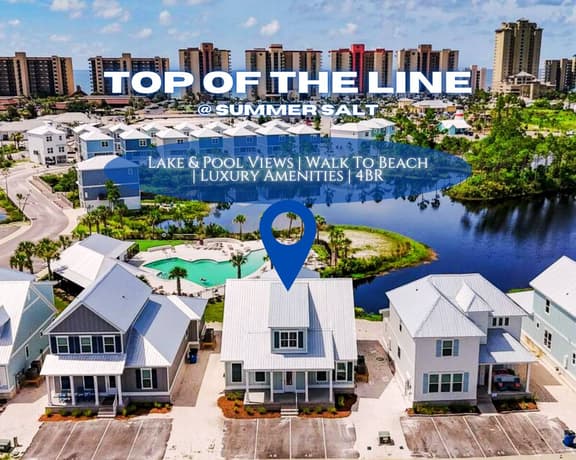 Top Of The Line @ Summer Salt" | Lake Views*Steps To Pool*Walk To Beach*Firepit*Luxury 4BR Home*Sleeps 16