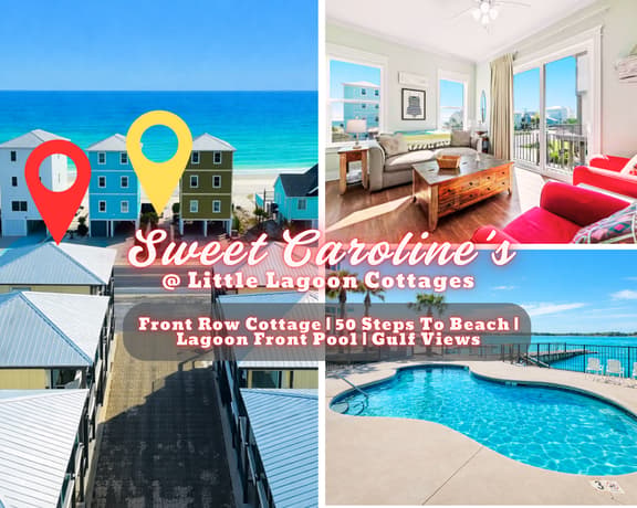 Sweet Caroline's @ Little Lagoon Cottages" | Front Row 2BR Beach Cottage*50 Steps To Beach*Gulf Views*Pool*Fishing Pier*Sleeps 10