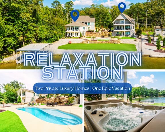 Relaxation Station" | 2 Luxury Lakefront Homes*Private Pool*Hot Tub*Putting Green*Firepit*Boat Slip