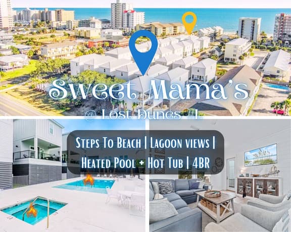Sweet Mama's @ Lost Dunes #L" | Beach & Lagoon! Lagoon Views*Heated Pool*Hot Tub*3 Minute Walk To Beach*4BR/4BA*Sleeps 12