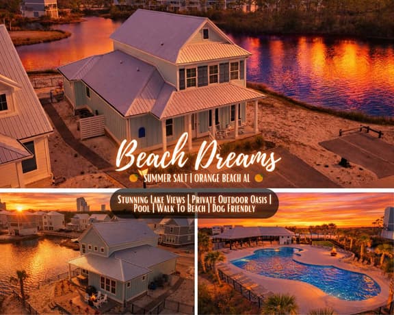 Beach Dreams" @ Summer Salt | Pool*Walk To Beach*Lakeside Views*Private Outdoor Oasis w Firepit*4BR*Sleeps 14*Dog Friendly
