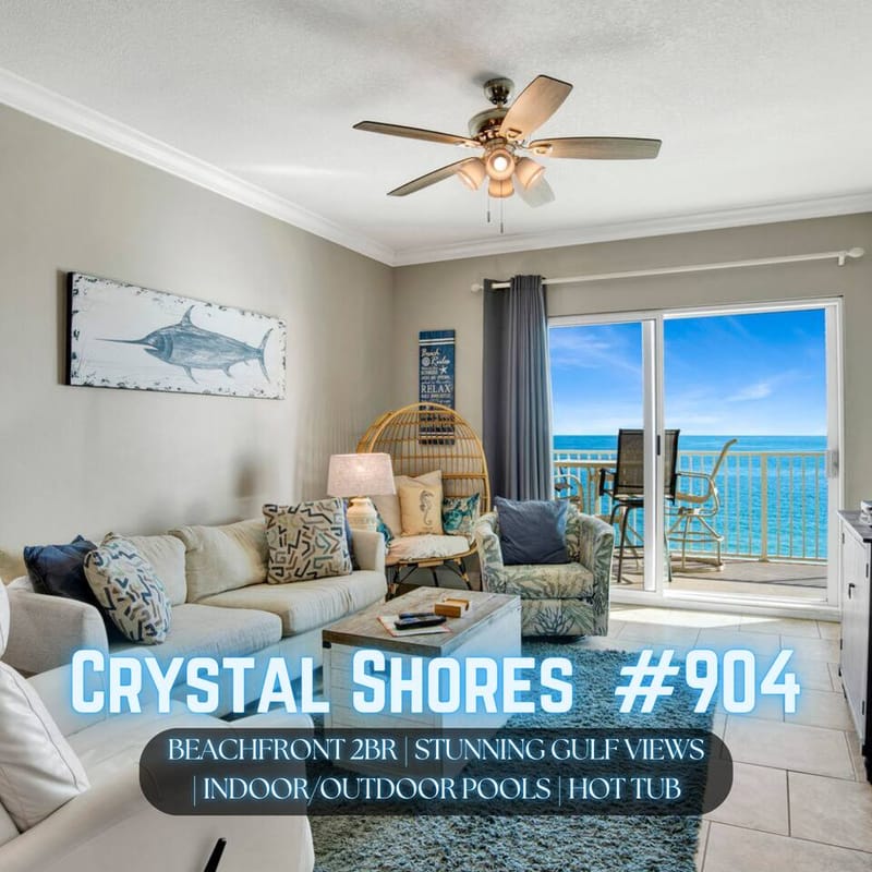 Crystal Shores #904" | Beachfront 2BR*Sweeping Gulf Views*Indoor & Outdoor Pool*Hot Tub*Gym*Sleeps 8